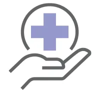Hand holding medical cross symbol