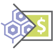 Icon showing technology transferring into money