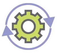 Gear icon with cyclical arrows circling it