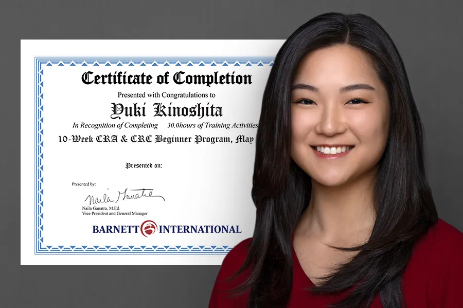 Yuki Kinoshita with certificate